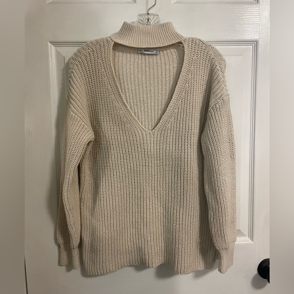 Zara Off White Cut Out Sweater
